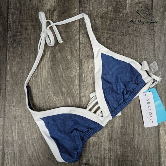 SeaFolly Block Party D Triangle Bikini Top Size 4 - Picture 3 of 3